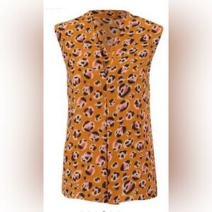 CAbi Orange Leopard Print Blouse
